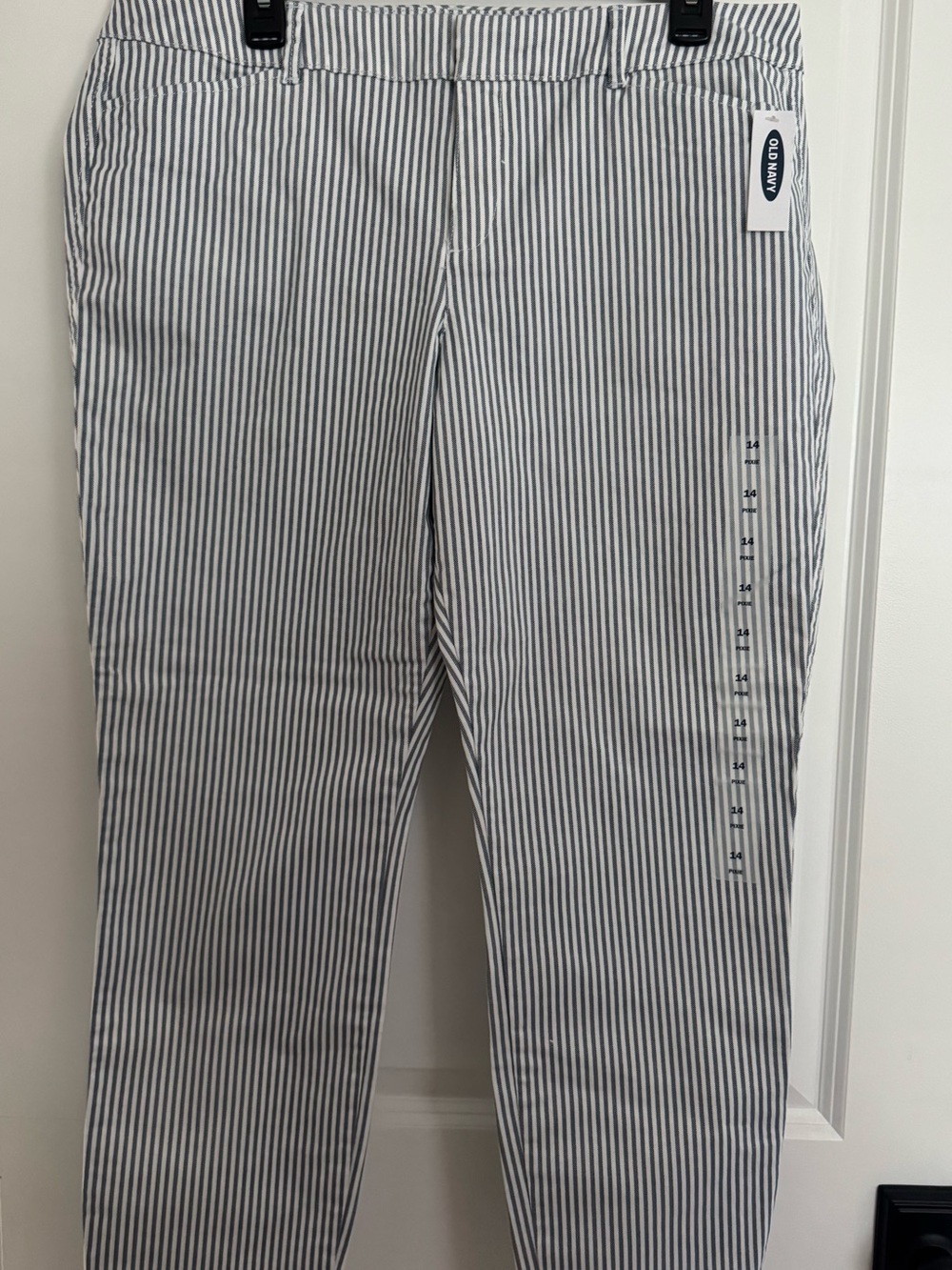 Old Navy Womens Blue and White Striped  Pixie Pants Size 14 NWT